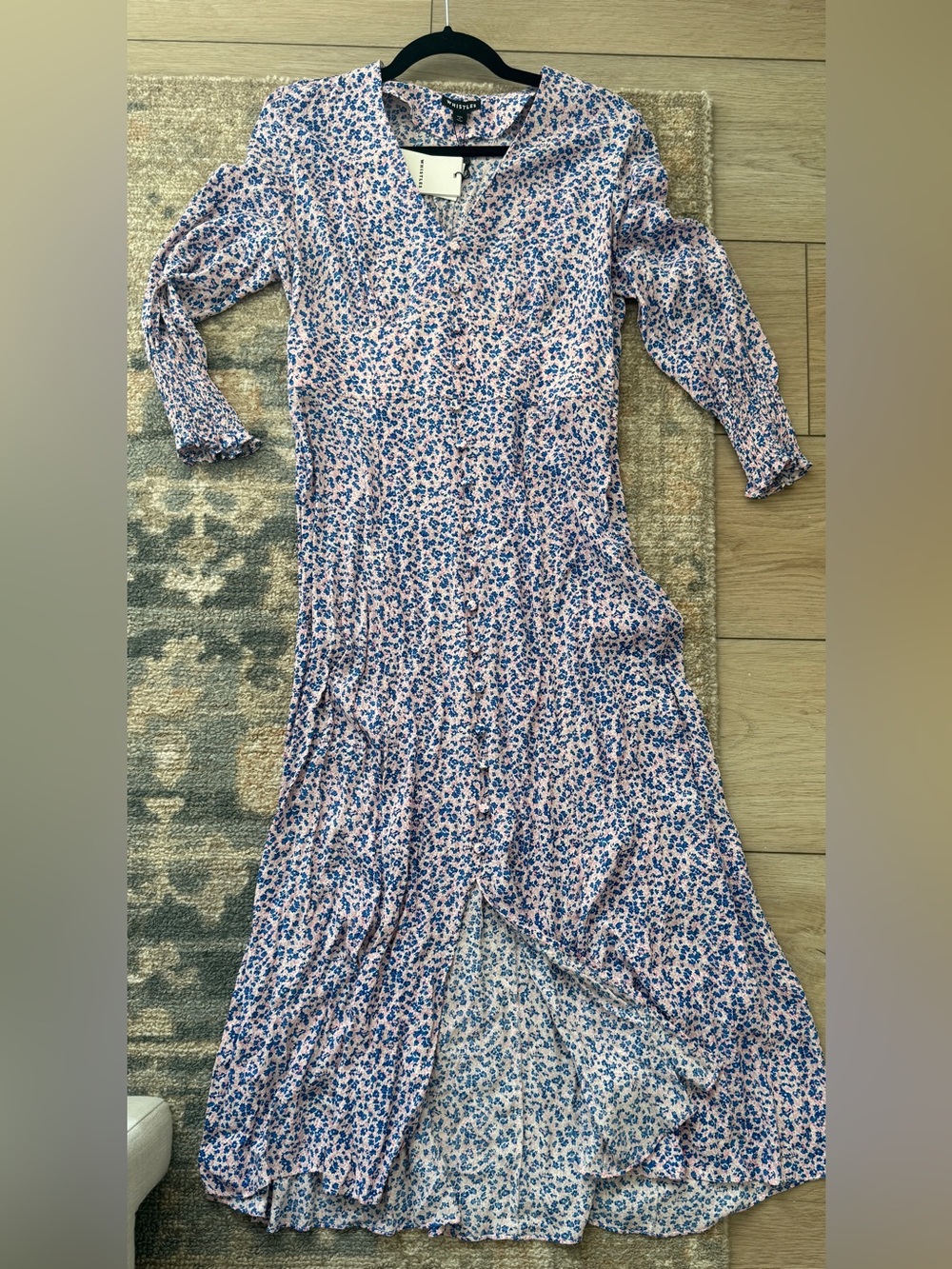 Whistles Pink and Blue Floral Maxi Dress